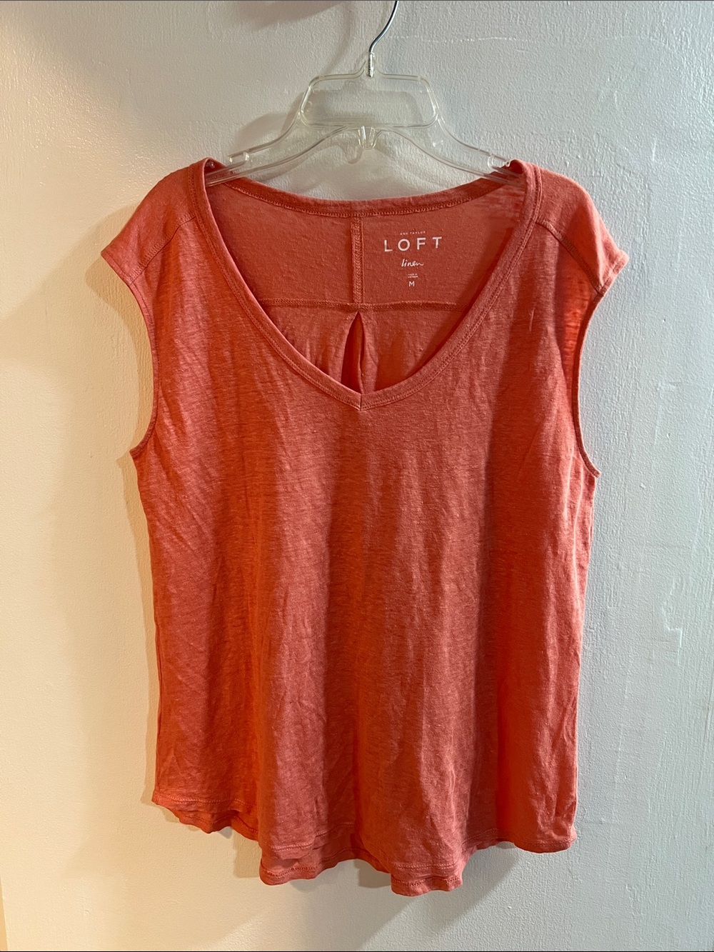 Ann Taylor LOFT Linen Coral Sleeveless Top